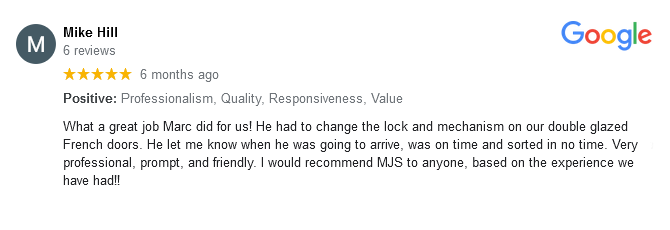 Locksmith Review on Google Mike Hill